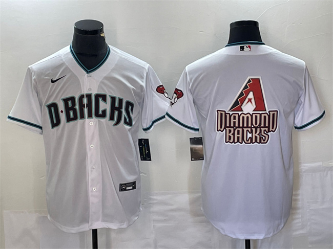 Men's Arizona Diamondbacks White Team Big Logo Cool Base Stitched Baseball Jersey